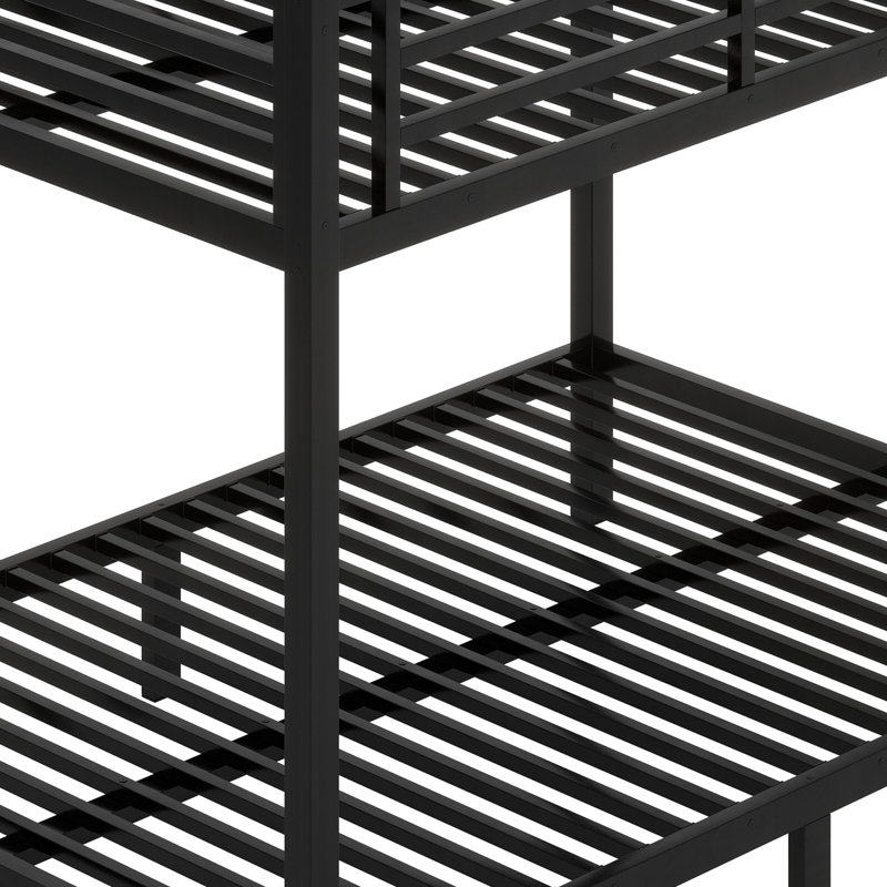 Metal Bunk Bed For Teens And Adults, Full XL Over Full XL, Black