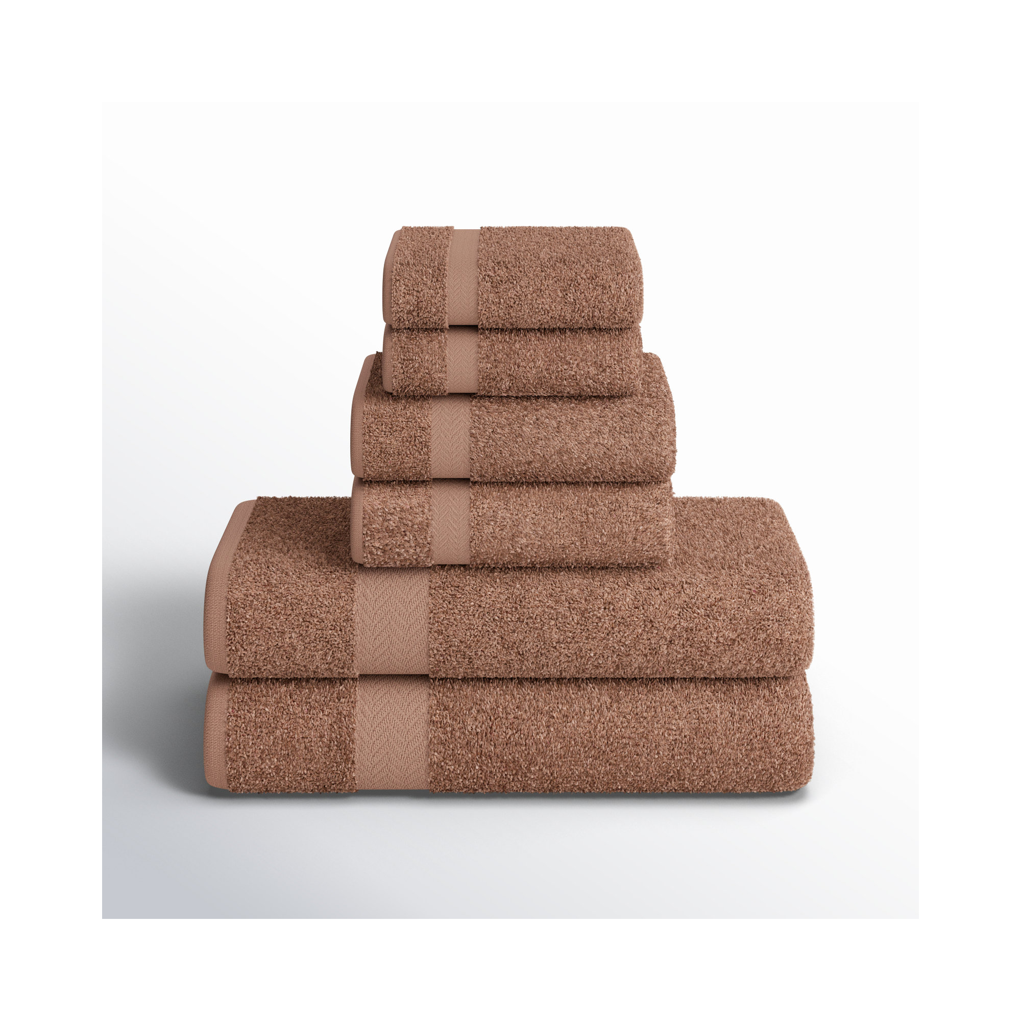 Glenlee 6 Piece Eco-Friendly 100% Cotton Towel Set, Latte