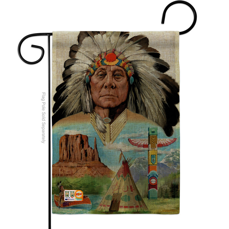 Drapeau de jardin Belue Millwood Pines G161064-Db Native American Burlap Americana