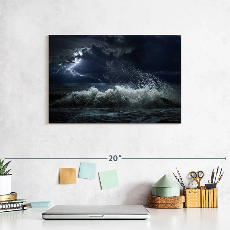 Gillard Seascape Lightning Storm, H 8 po x l 12 po