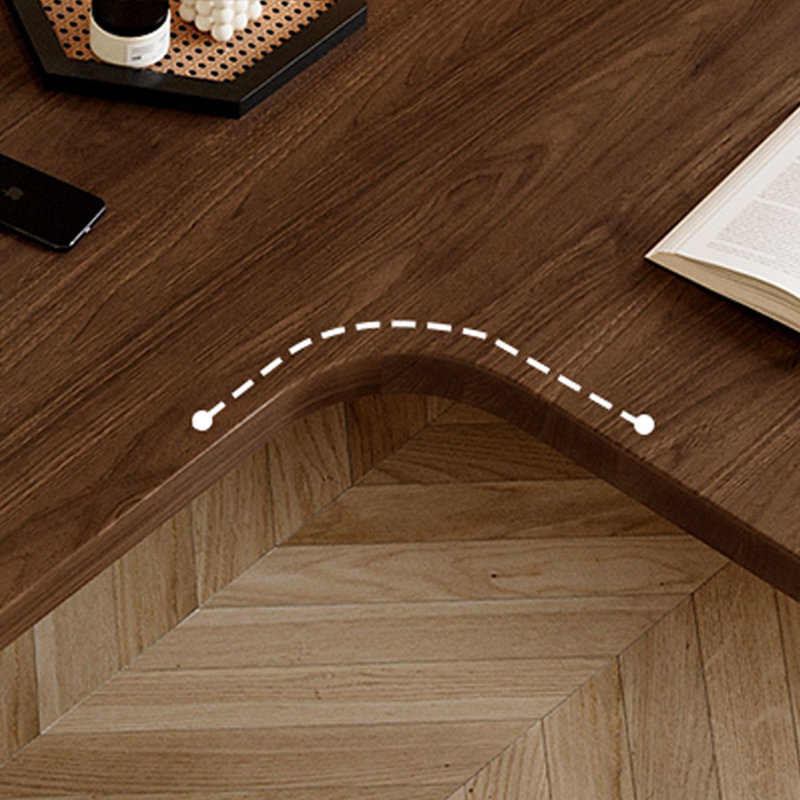 Light walnut L-Shaped Solid Wood desks, 29.53" H x 78.74" W x 47.24" D, Right Hand Return