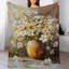 Jeté blanc en flanelle de luxe en vase en faïence, couverture douce et chaude pour le canapé-lit du salon-133027642