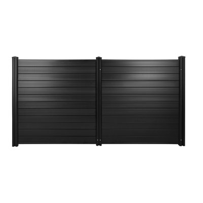 2 Panels Outdoor Privacy Screen, Air Conditioner Fence with 27.6 in Ground Stakes, Pool Equipment Enclosure, Horizontal Vinyl Privacy Fence, Ideal for Trash Can and A/C Units