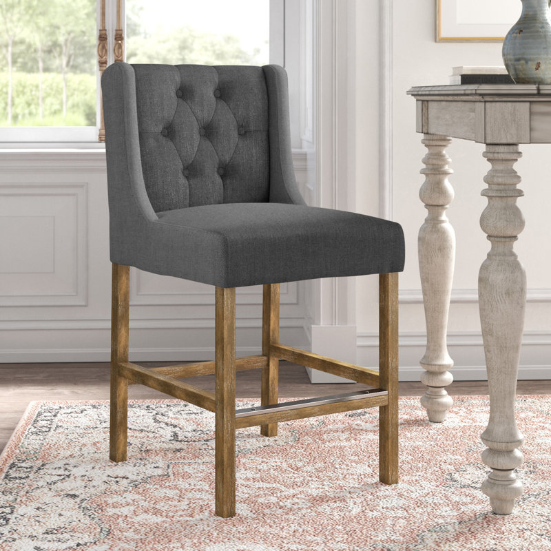 Upholstered Bar & Counter Stool, Grey, Counter Stool (24" Seat Height)