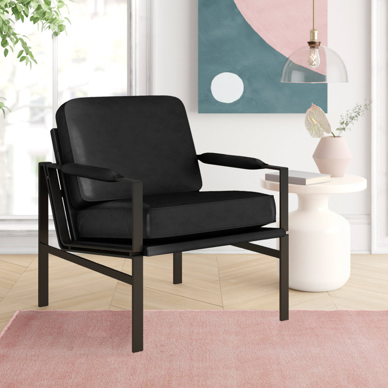 Adalyn Faux Leather Armchair, Bronze, Black Genuine Leather