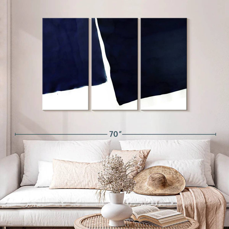 Abstrait bleu marine Avery I, H 32 po x l 50 po