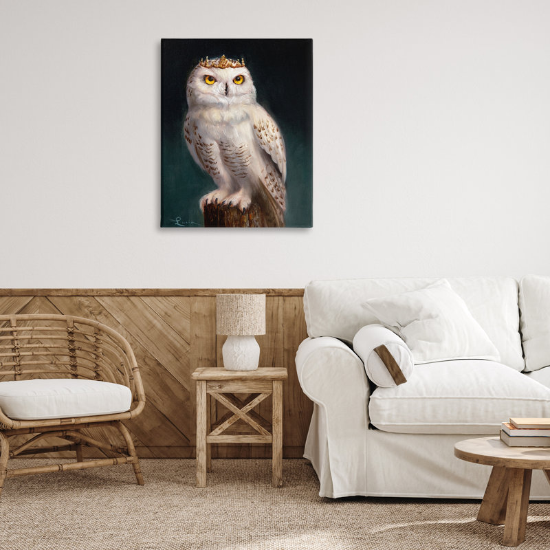 «Snowy Owl King», toile par Lucia Heffernan, H 40 po x l 30 po