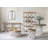 47X16.5X75" Distressed Five-Tiered Wooden Shelving Unit With Ornate Cut-Out Design, Brown/White