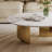 35.43" Round Modern Coffee Table with Sintered Stone Top & Rust-Resistant Metal Legs - Minimalist Luxury Design for Small Spaces, Living Room, Apartment - Easy Assembly