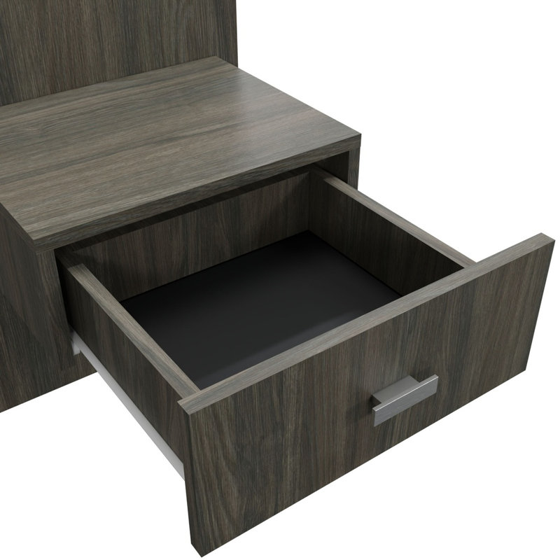 Collection Zen Alpha - Lit plateforme avec tête de lit et tables de chevet (2) - Assemblage facile, aucun sommier requis