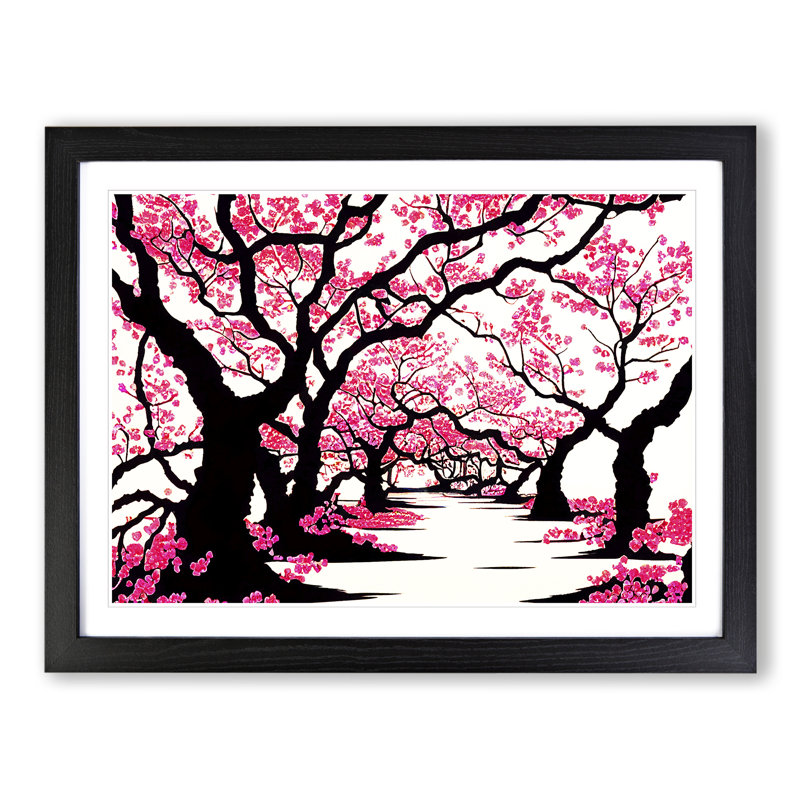 Classic Cherry Blossom Trees - Framed Print, Black Framed, 34cm H x 46cm W x 2cm D