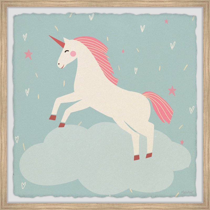 Reproduction encadrée de licorne bretonne, H 32 po x l 32 po x P 1,5 po