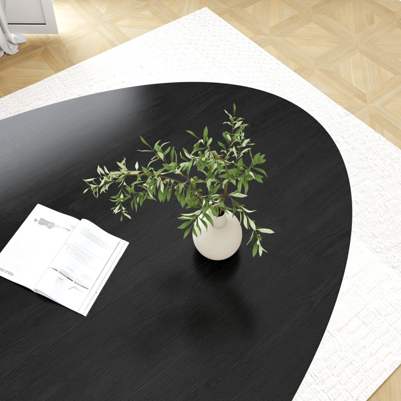 72"×37"W×30"H Oval Wood Pedestal Dining Table, Black