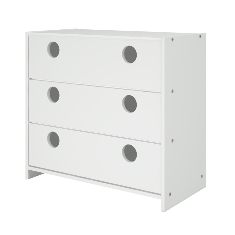 Commode anglaise 3 tiroirs Konni, Blanc