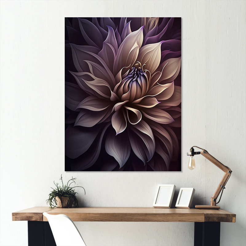 «Mauve Dahlia fleur II - Dahlia», reproduction d'art sur toile encadrée, H 32 po x l 24 po, Toile tendue