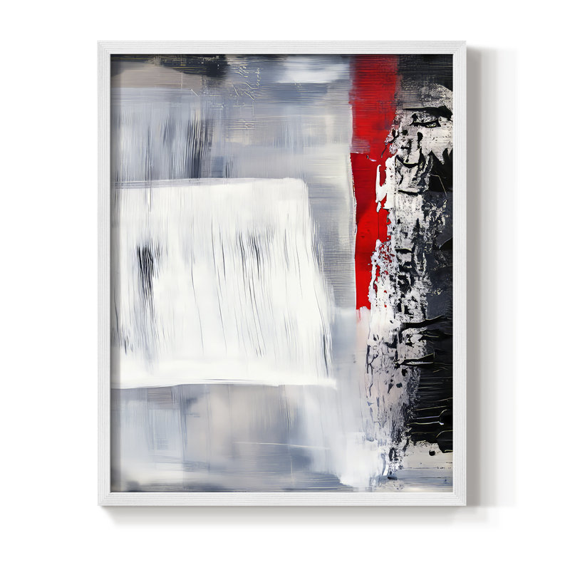Abstrait, imprimé encadré - prêt à accrocher -, H 10 po x l 8 po, Blanc