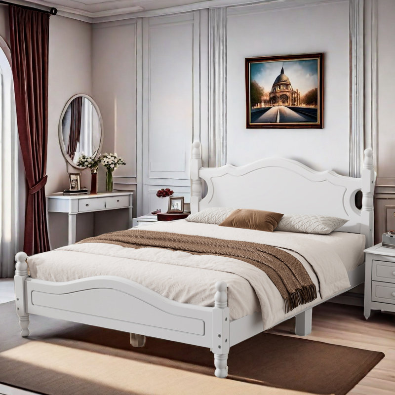 Lit plateforme Desirree, Blanc, Double