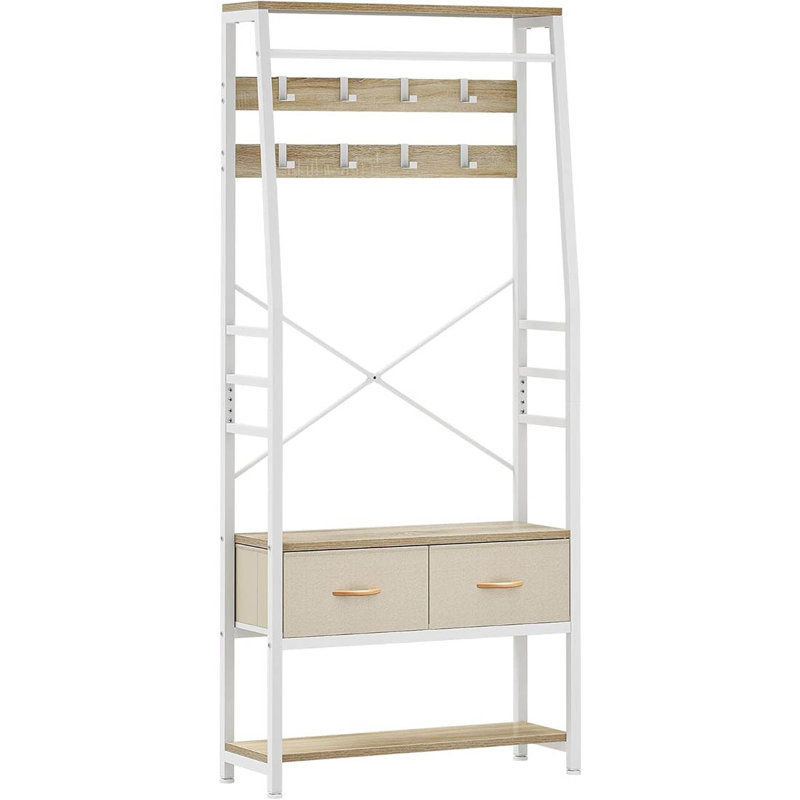 Metal Freestanding 8 - Hook Coat Rack, Beige