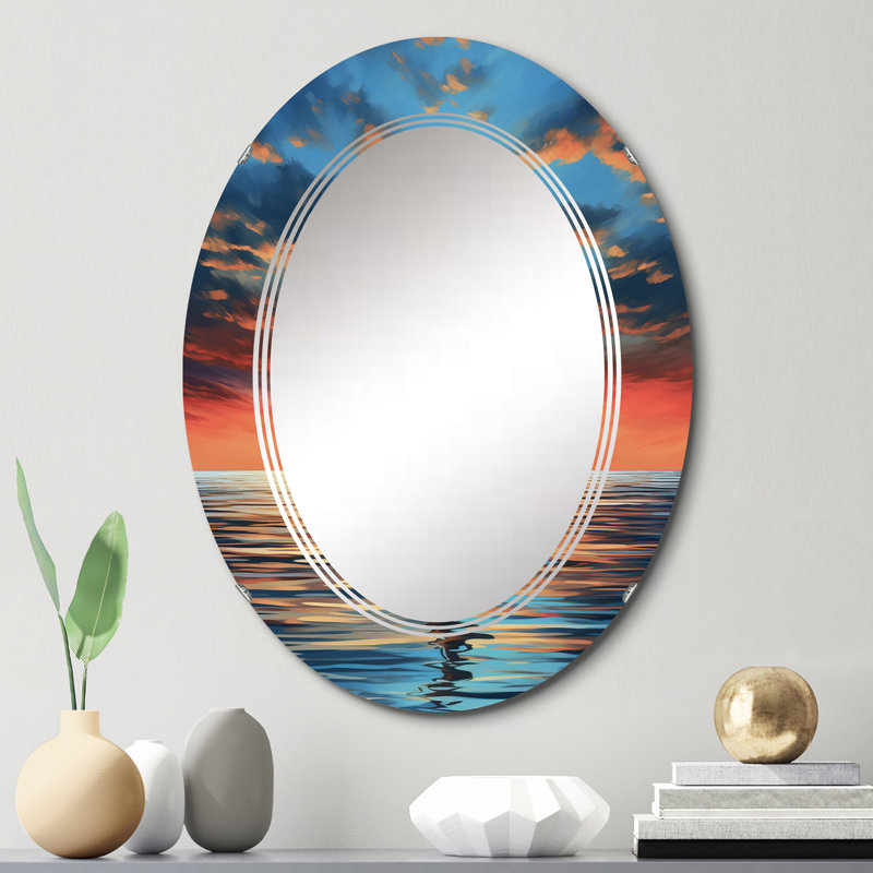 Lihini - Miroir mural moderne ovale, 30 po x 20 po