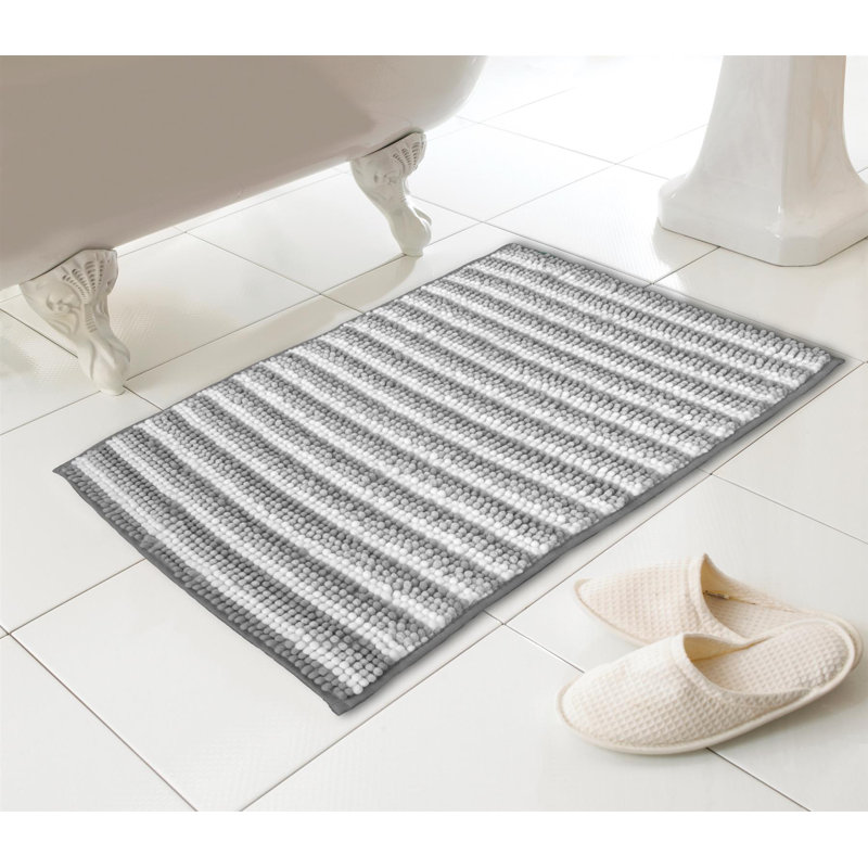 Bath Mat, Grey Striped