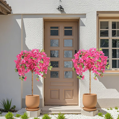 Ensemble de 2 arbres floraux artificiels en soie Bougainvillea