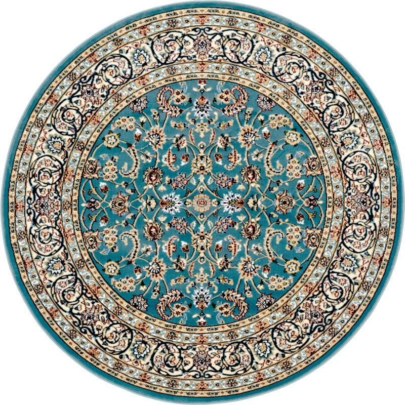 Tapis oriental Jackson / ivoire / bleu Jackson, Blue, Rond 5 pi 3 po