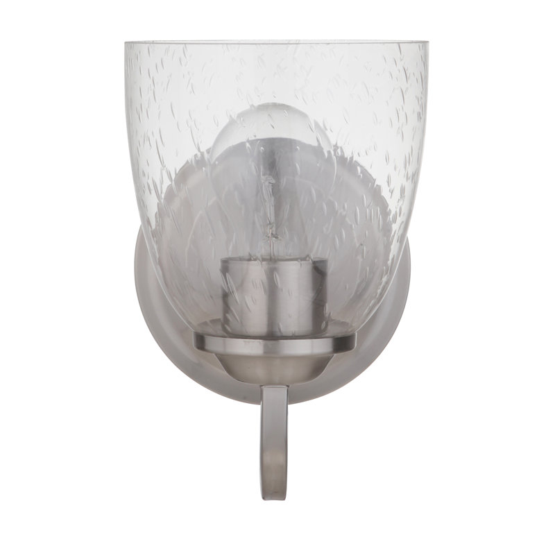 Appliquee à bras 1 lumière à intensité réglable Nickole, Nickel poli brossé, Martelée transparente