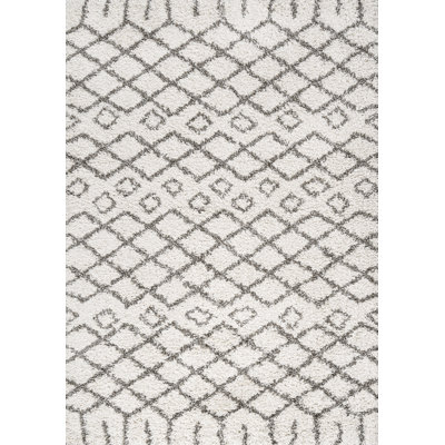 Tapis beige / gris foncé à poils longs Algaida