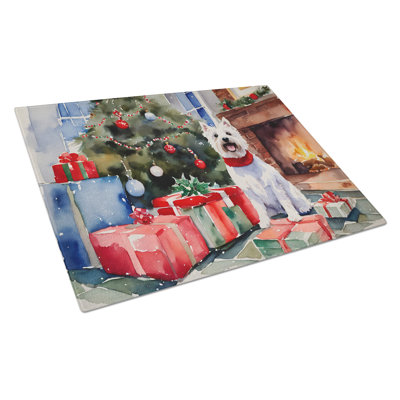 Westie Cozy Christmas Glass Cutting Board Large