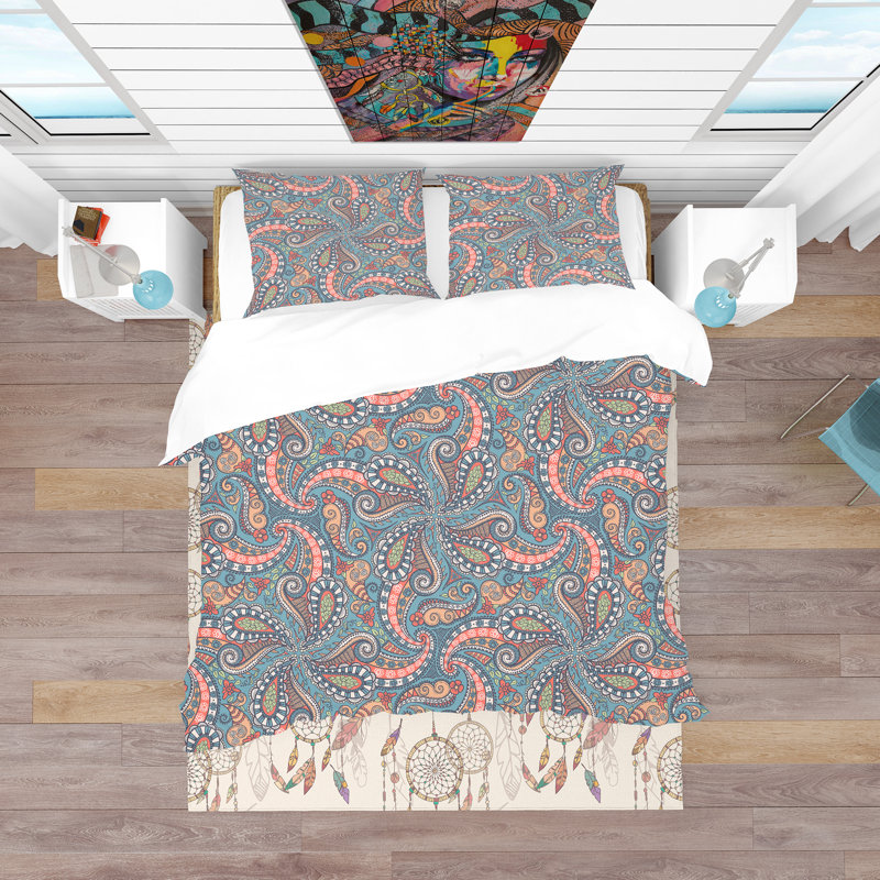 Ensemble de housse de couette bohème et éclectique, Housse de couette double / grand + 2 taies