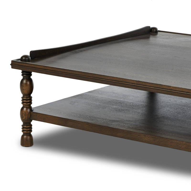 Espresso Brown Solid and MDF Wood Square Coffee Table with Storage