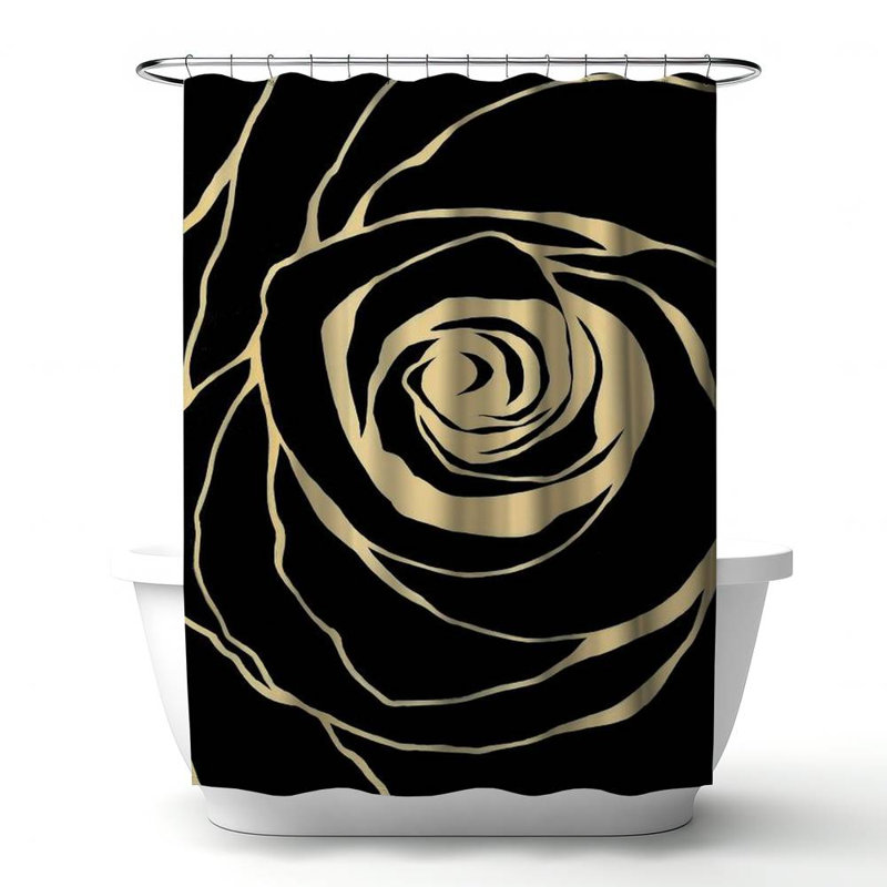 Floral – Polyester Shower Curtain, Dye Sublimation Print, 71" W × 74" L