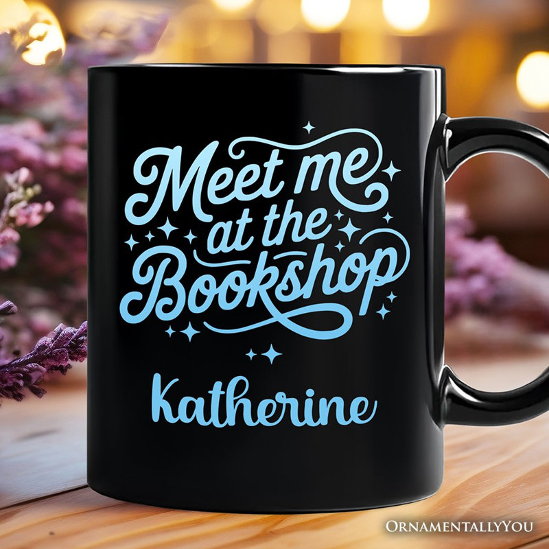 «Meet Me At The Bookshop», citation mignonne de citation de rat de bibliothèque avec nom personnalisé
