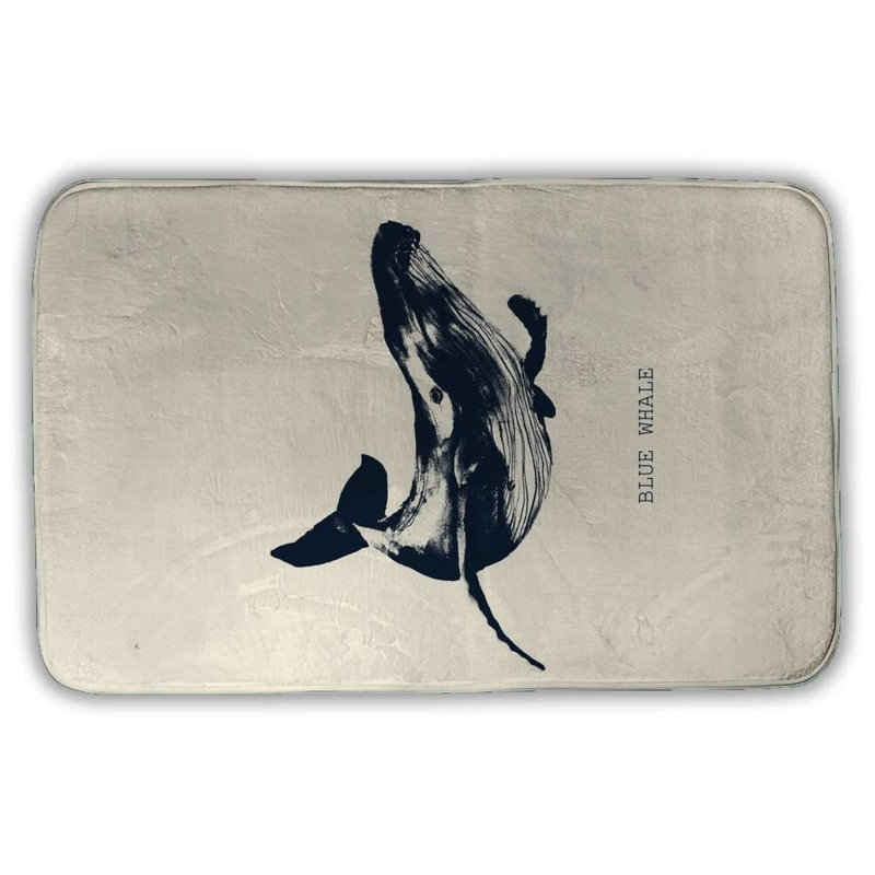 Blue whale sketch Bath Mat with Non-Slip Backing - Quick Dry Memory Foam Bathroom Rug - Absorbent - Modern Plush Spa-Style - Machine Washable
