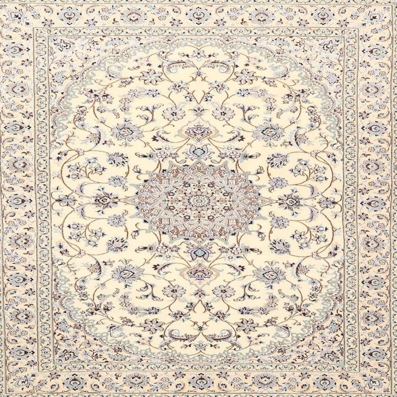 Beige oriental tyreece/noir/Tapis décoratif bleu, Carré 8 pi