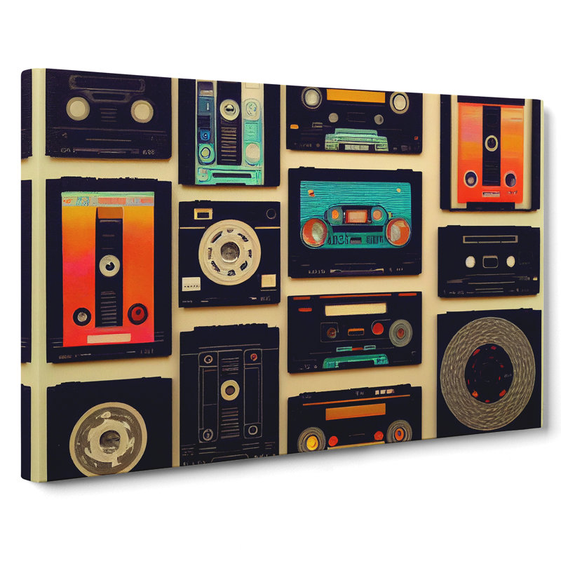 Retro Cassette Tape Art - Wrapped Canvas Print, 35cm H x 50cm W x 3cm D