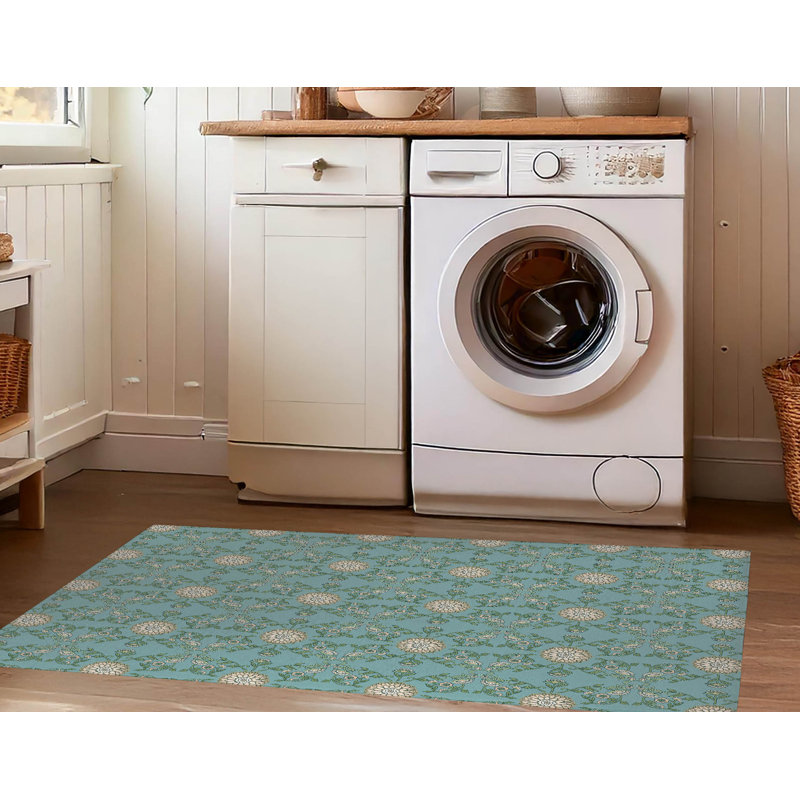 Tapis de lessive léger et antidérapant Aria, 49 "L x 6 "H, Blue Floral