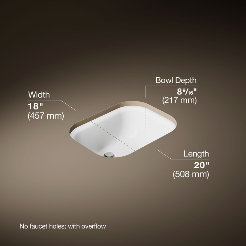 Tahoe Metal Rectangular Undermount Bathroom Sink with Overflow, White