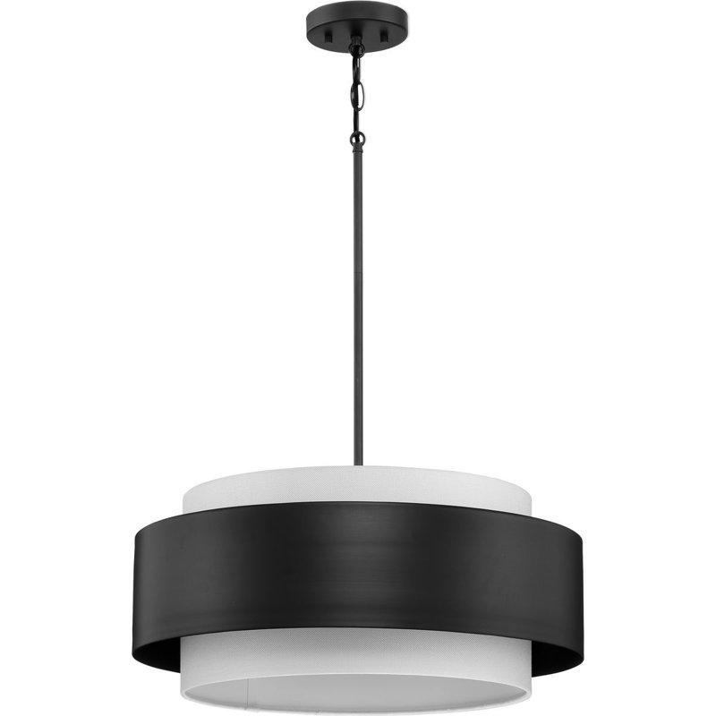 Luminaire suspendu tambour 3 lumières Myrteza, Noir mat, H 12,62 po x l 22 po x P 22 po
