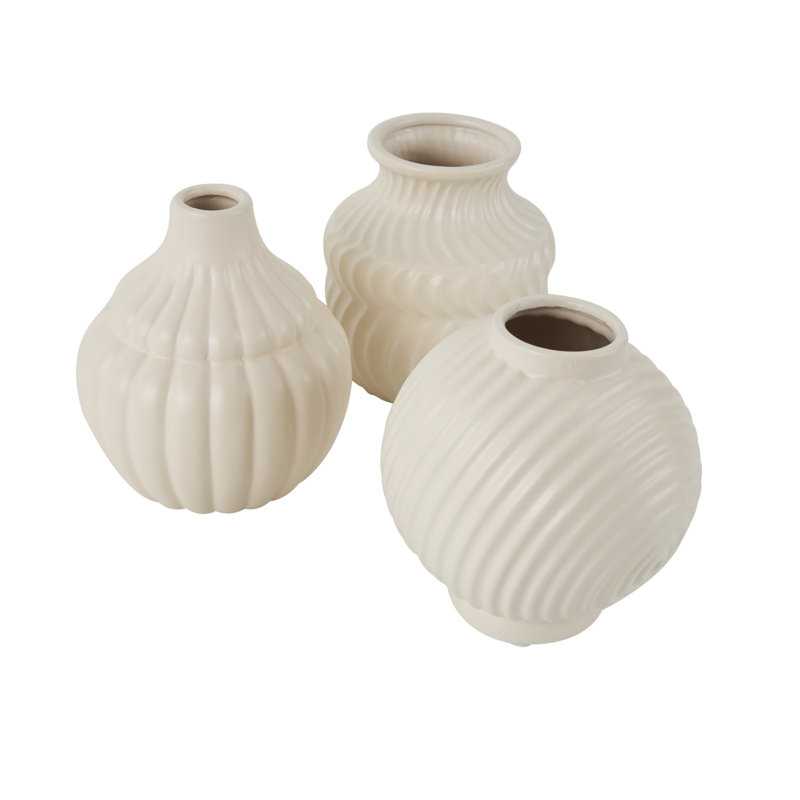 Vase de table en céramique Milanni, Crème, Grand
