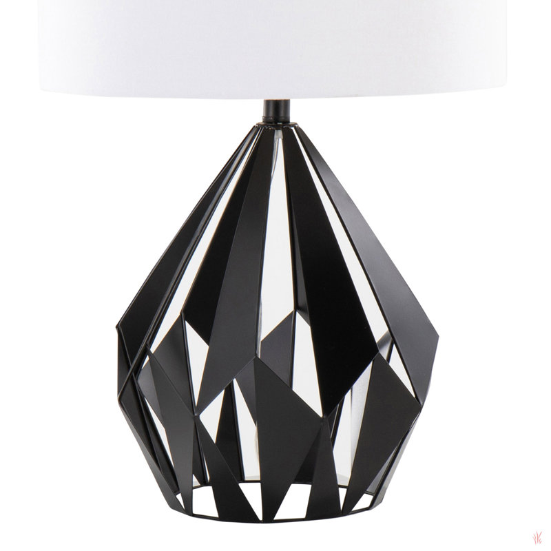 Ensemble de 2 lampes de table Geome Tri de 28 po en noir mat avec abat-jour en lin blanc de Grandview Gallery