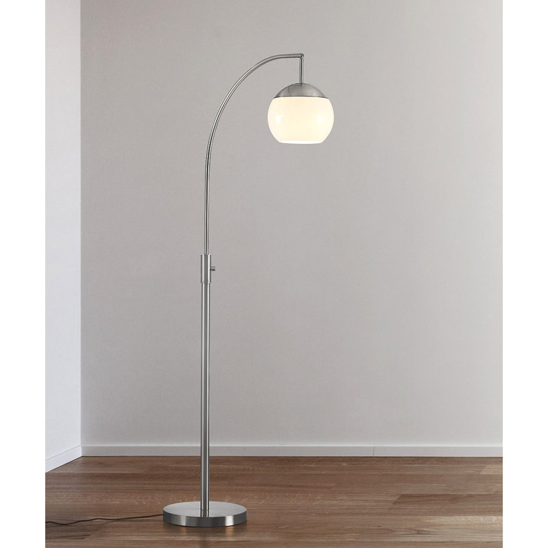 Eilleen 68'' Arched Floor Lamp, Brushed Nickel, Clear