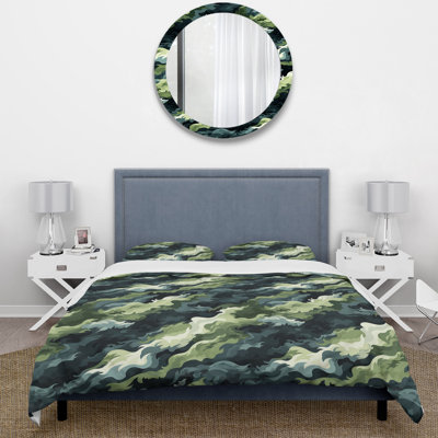 Urban Green Camouflage Wilderness Duvet Cover