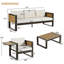 Ensemble de conversation d'extérieur en aluminium 4 pièces, ensemble de conversation pour 5 personnes avec canapé 3 places, 2 fauteuils et table basse-129990986
