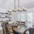 8-Light Clear Glass Pendant Black Dimmable Iron