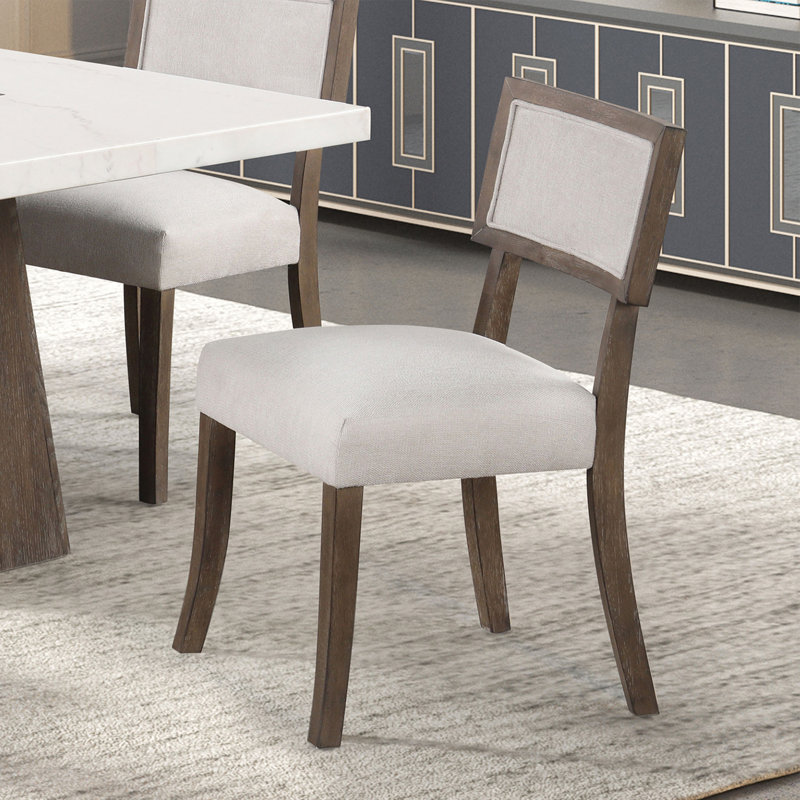 Ensemble de 2 chaises de salle à manger rembourrées en noyer foncé et gris clair