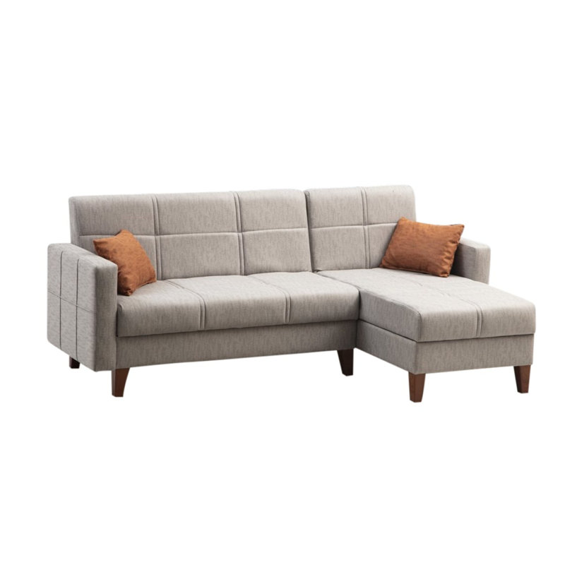 Canapé-lit d'angle Laquieta, 100 % polyester gris clair