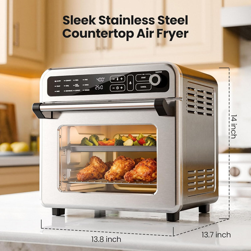 Combo grille-pain à friteuse à air 18QT Electactic, convection 12 en 1, 70 à 450 ° F, convient aux pizzas de 8 à 10 po