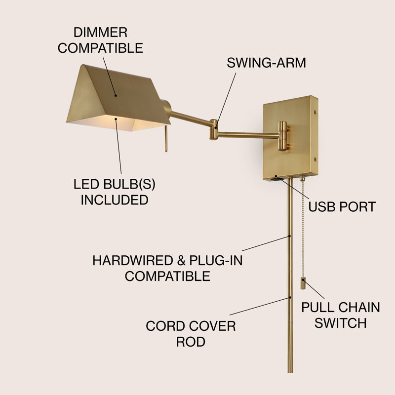 Rawtenstall Swing Arm Sconce, Brass Gold