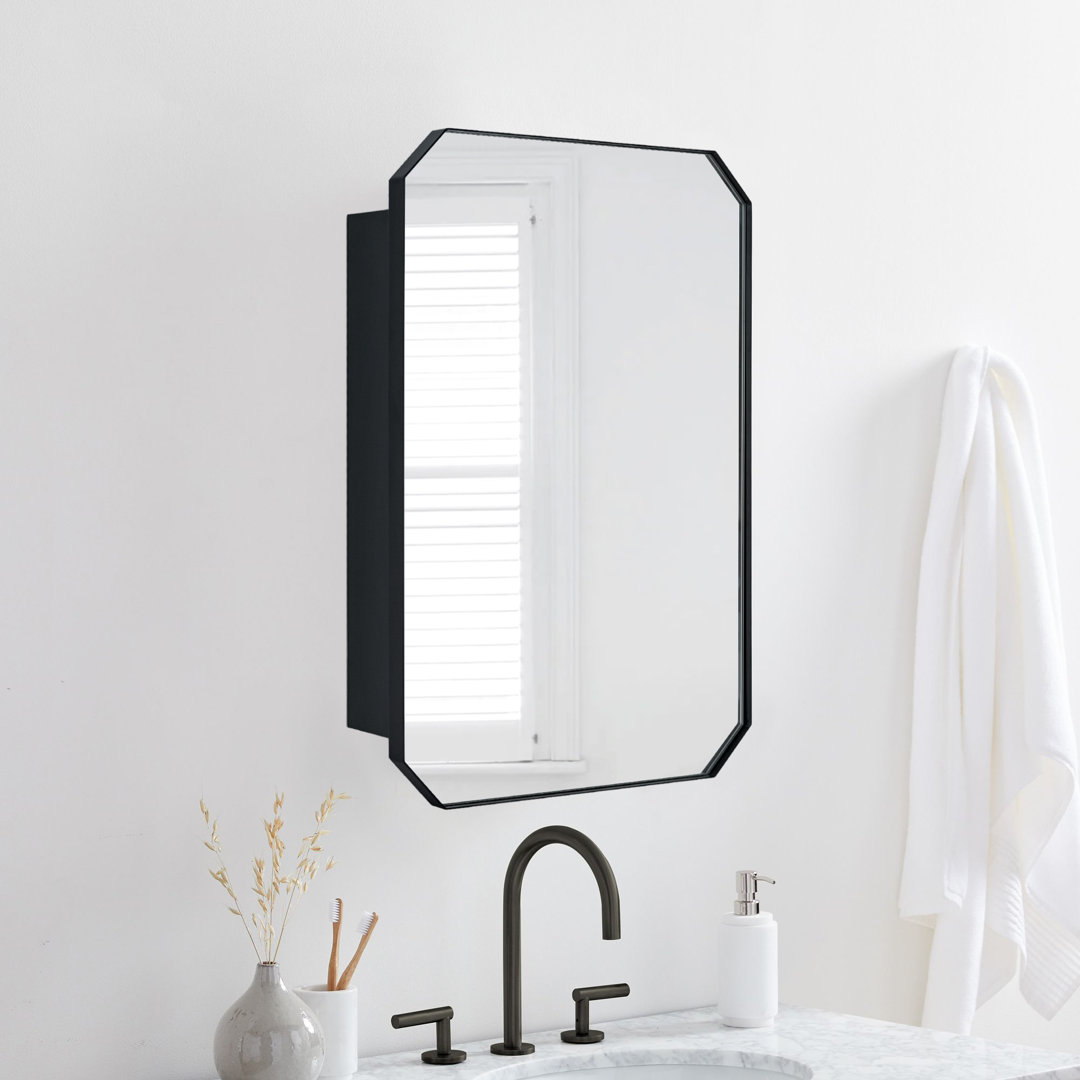 Maeleigh 18'' W 26'' H Framed Medicine Cabinet Mirror 2 Adjustable Hokku Designs